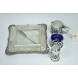 Silver cruet and butter dish