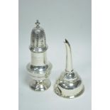 Silver wine funnel and sugar sifter