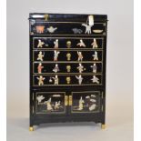 20th Century black lacquer side cabinet