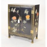 20th Century black lacquer side cabinet