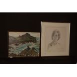J*R* Donnachie - oil; & pencil and biro pen bust portrait.