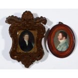 19th Century British School - a miniature bust portrait of a gentleman and another