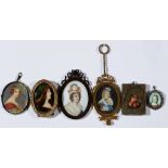 Various artists - miniature bust portraits of women, body colour, various sizes; together with a
