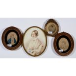 *Dighton - miniature bust portraits of a gentleman and a young woman, signed, pencil and