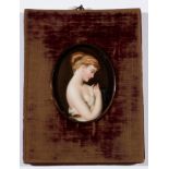 Continental European School - a miniature portrait of a young woman in classical Greek costume,