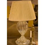 Glass table lamp and shade.