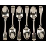 Six silver table spoons