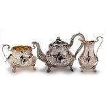 Victorian three piece silver tea service
