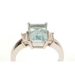 Aquamarine and diamond ring