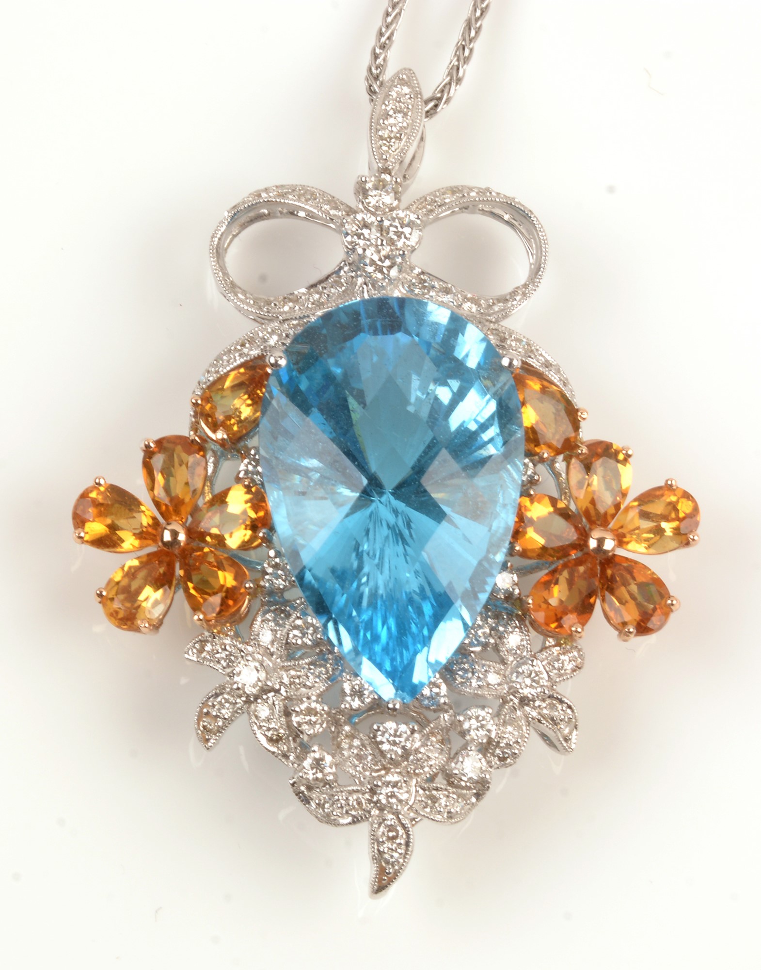 Topaz and diamond pendant - Image 3 of 5