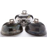 Three silver plated meat domes