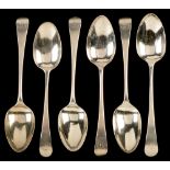 Six silver table spoons