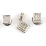 Diamond pendant and earrings