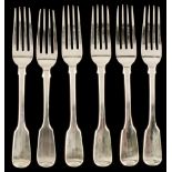 Six silver dessert forks