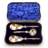 Silver fruit and sifting spoons