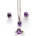 Amethyst and diamond set