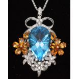 Topaz and diamond pendant