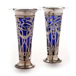 Pair silver vases