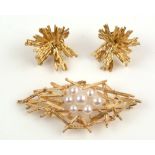 Mikimoto pearl brooch and earrings