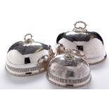 Three silver plated meat domes