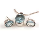 Aquamarine pendant and earrings