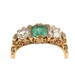 Emerald and diamond ring