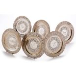 Six Indian white metal plates