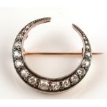 Victorian diamond crescent brooch