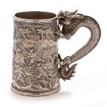 Chinese silver tankard