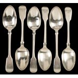 Six silver dessert spoons