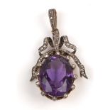 Edwardian amethyst and diamond pendant