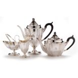 Four piece silver tea set