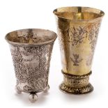 Two Dutch silver beakers