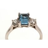 Aquamarine and diamond ring