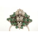 Emerald and diamond dress ring