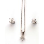 Diamond pendant and earrings