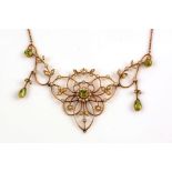 Peridot and seed pearl necklace