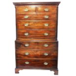 A George III mahogany chest on chest,