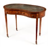 Edwardian mahogany and ebony kidney shaped writing desk