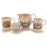Three Sunderland mugs and a jug