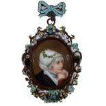 19th Century Continental European School - a miniature bust portrait of a young woman