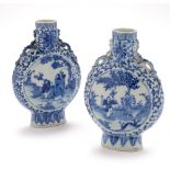 Pair of Chinese blue and white moon flask vases