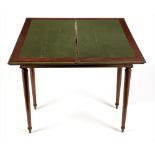 French mahogany and brass mounted Directoire style card table