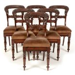 Six Victorian mahogany balloon back dining chairs