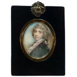 18th Century Continental European School - a miniature bust portrait of a young man