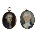 Late 18th/early 19th Century British School - two miniature bust portraits