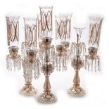 A set of three Continental glass table lustres