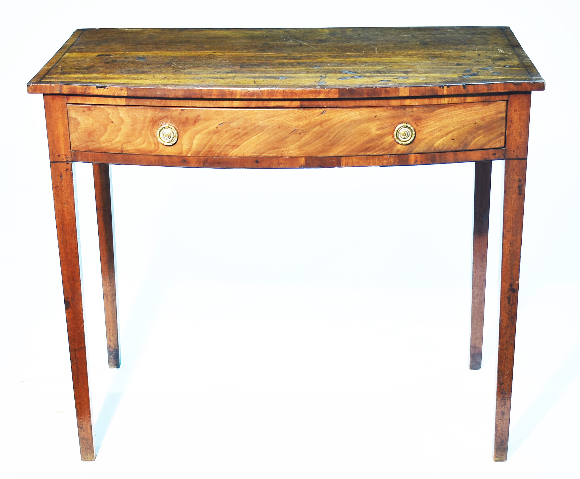A George III mahogany and banded bowfront side table