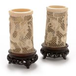 Pair of small Chinese ivory vases