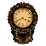 Late 19th century papier-mache drop pendulum wall clock